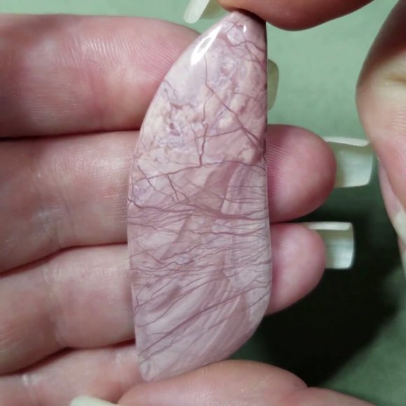 Pink Imperial Jasper Large Designer Cabochon 57.65 x 22.43 x 6.12mm - Picture 8 of 17